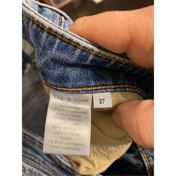 Rag & Bone NY 27 jeans dre low-rise slim boyfriend distressed blue distressed - Picture 9 of 9